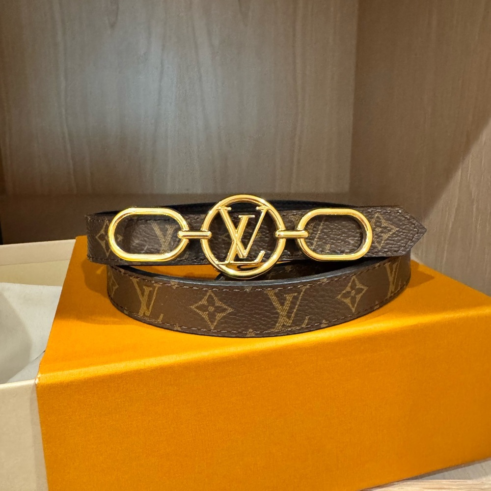 Louis Vuitton Monogram reversible Belt with Gold Buckle